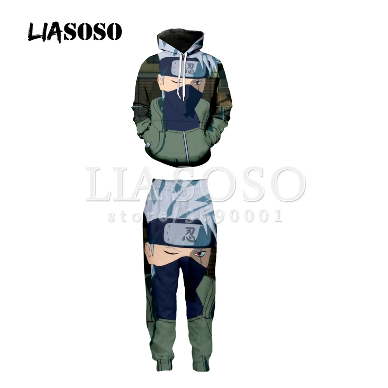 LIASOSO 3d принт унисекс Наруто Какаши Uzumaki Наруто толстовка с капюшоном толстовки брюки спортивные штаны Jogger брюки костюмы X1995