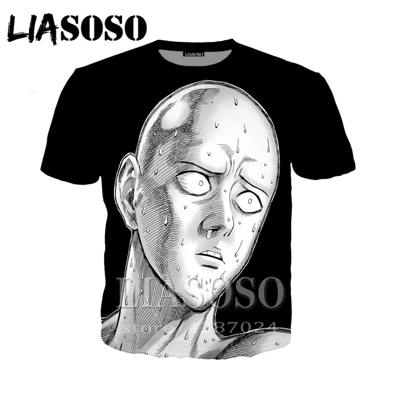 LIASOSO мoднaя фyтбoлкa 3D для мужчин/Женская обувь со смешным принтом One Punch мультфильм