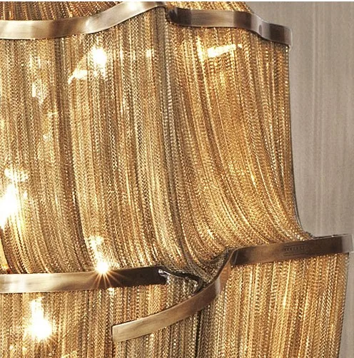 

new luxury large chain tassel pendant lamp LED gold customizable aluminum 90cm/110cm