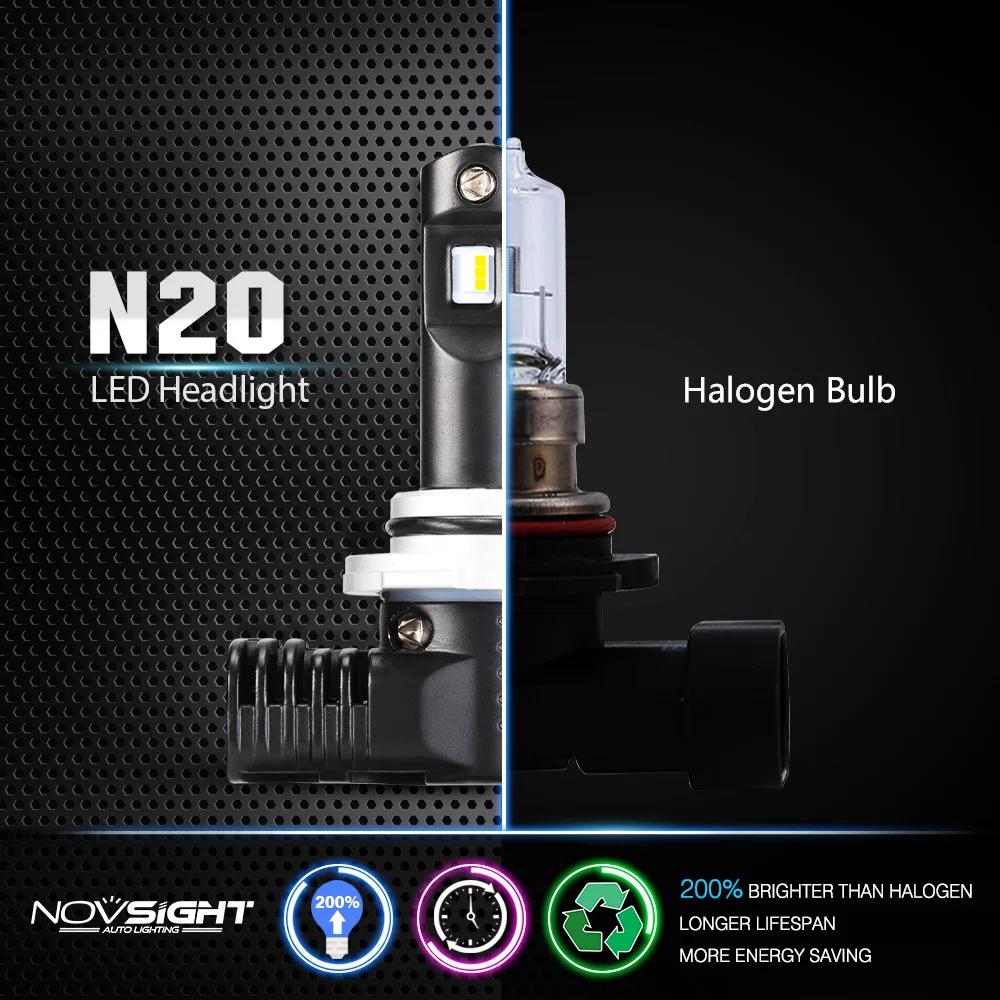 NOVSIGHT 1:1 дизайн 9005 светодиодные лампы H7 H4 Автомобильные фары H11 9006 50 Вт 10000LM 6500 К
