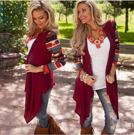 Новинка 2017 года ацтеков с длинным рукавом Для женщин кардиган женский