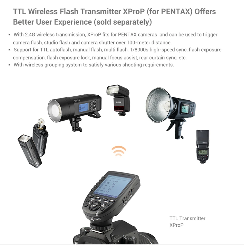 GODOX Mini TT350P TT350 ttl HSS 2,4 ГГц Беспроводная вспышка XPro-P триггер для Pentax 645Z K-3II K-1 KP K-50 K-S2 K70 K-5 IIs камера
