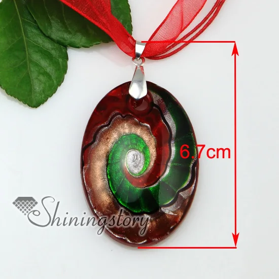 Овальные блестящие ожерелья-Подвески ручной работы из венецианского стекла