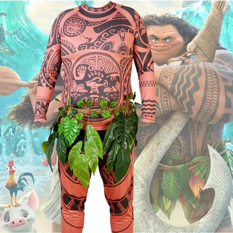 

Free shipping adult and child Ocean mohair maimo Ahna Moana Cosplay Maui Halloween Adult cos anime suit for man JQ-1020