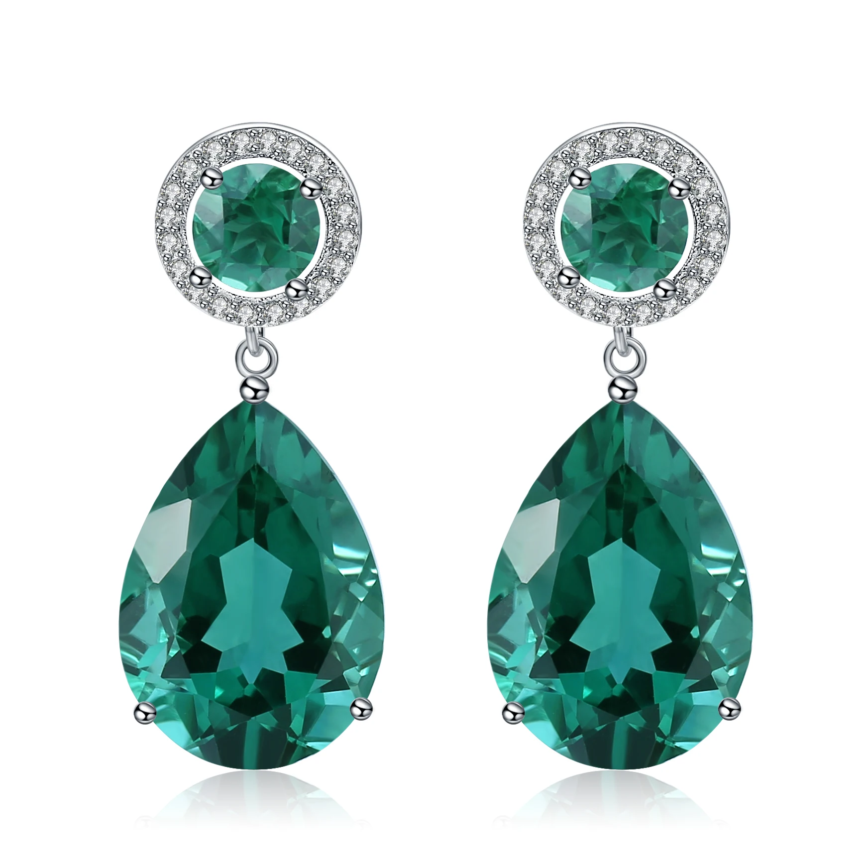 Серьги подвески из серебра 100% пробы с зеленым аметистом 925