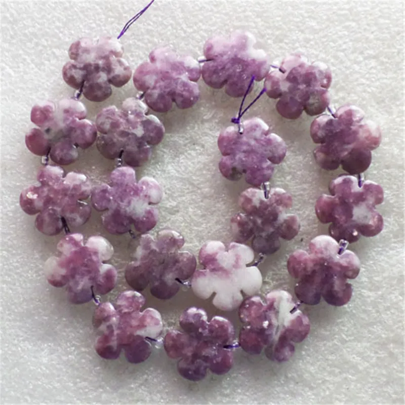 (1 нить/партия) оптовая продажа резных фиолетовых лепидолитовых цветов