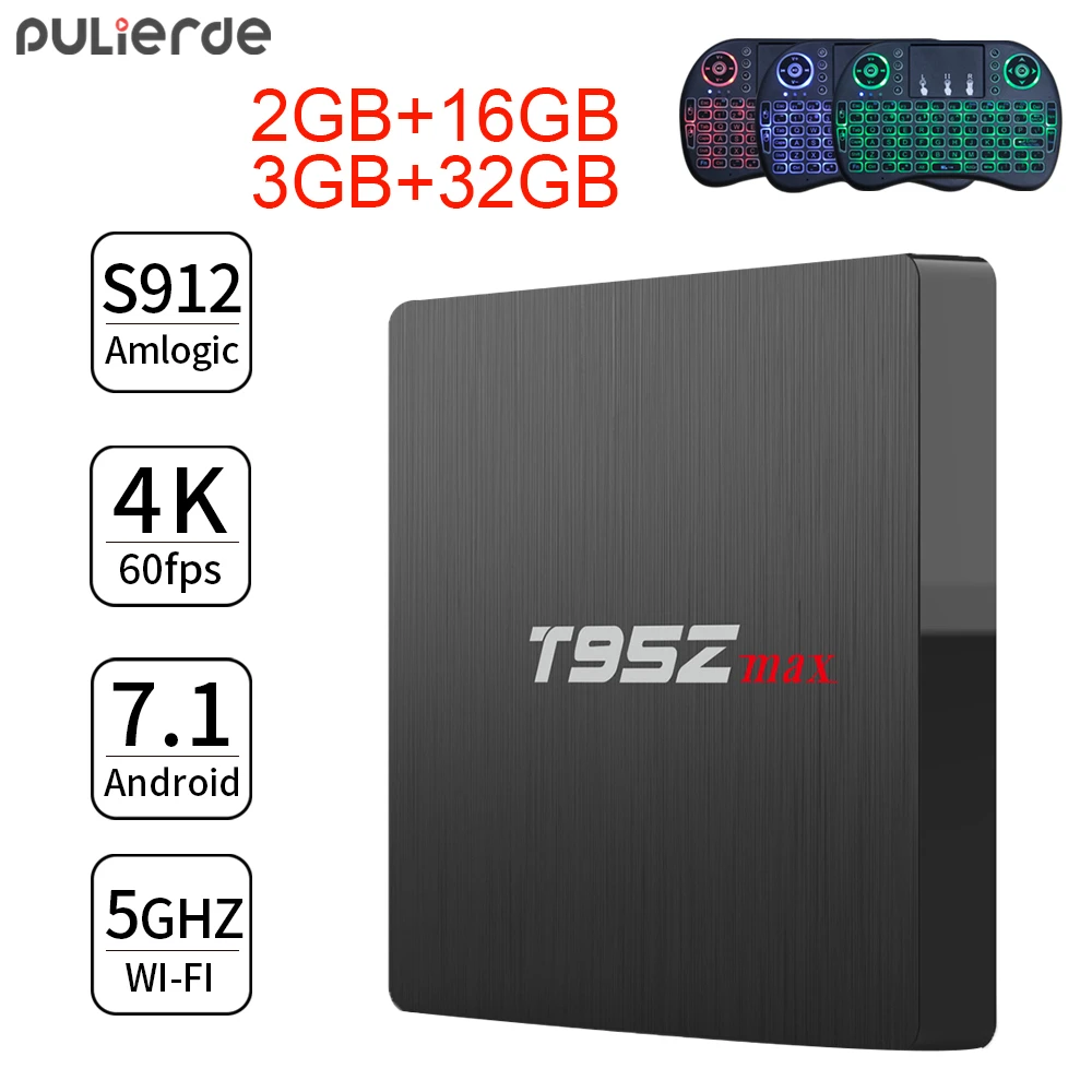 PULIERDE T95Z макс 3 Гб оперативной памяти 32 встроенной ТВ Box Android 7 1 Amlogic S912 Octa Core 2 4 ГГц + Wi