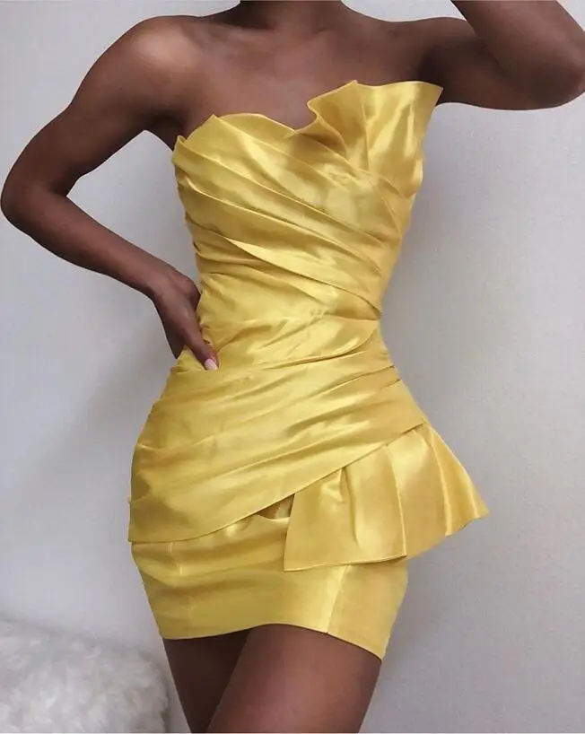Летнее женское облегающее Бандажное платье Vestido элегантное Сексуальное желтое