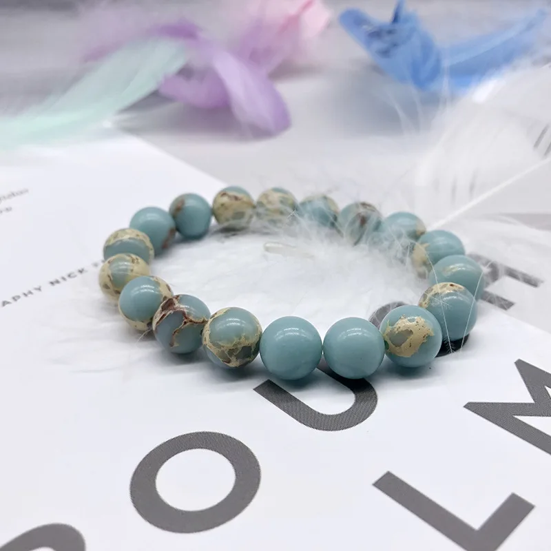2019 натуральные ювелирные изделия Небесно Голубой Shoushan камень браслет из бусин