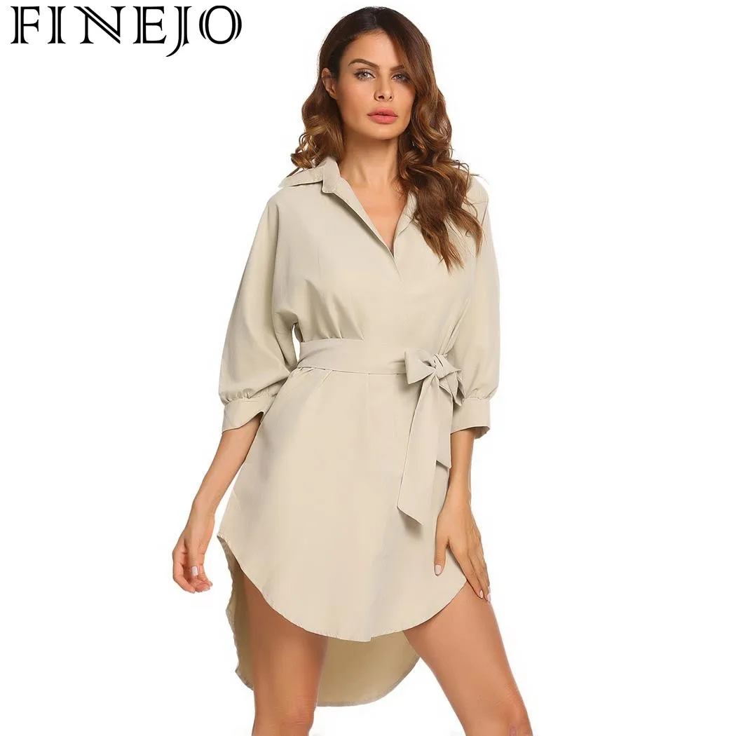 FINEJO женское осеннее платье 2017 новое модное Повседневное с отложным воротником