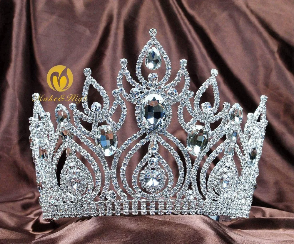 Красивые пышные диадемы для волос с кристаллами и стразами большой головной убор