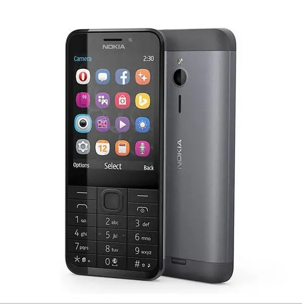 Nokia 230 разблокированный GSM 2," Dual SIM 2MP 360P одноядерный дешевый мобильный телефон Восстановленный мобильный телефон