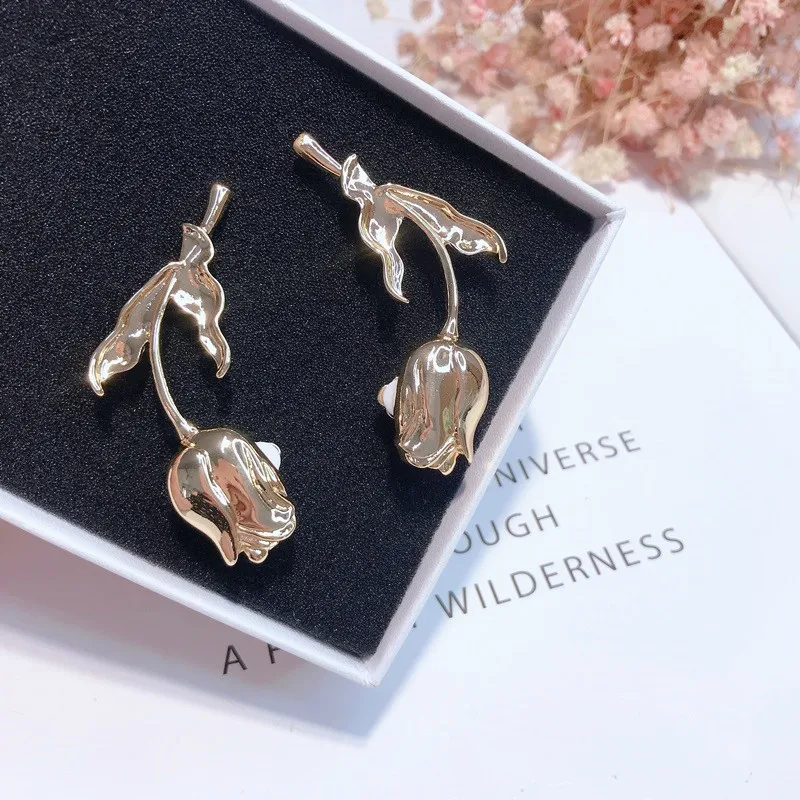 Модные 1 пара золотого цвета розы из металла каффы в стиле панк Рок цветок клип на