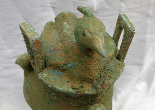 Китайский Старый Бронзовый резной четырехптичий ручной кальдрон красивый