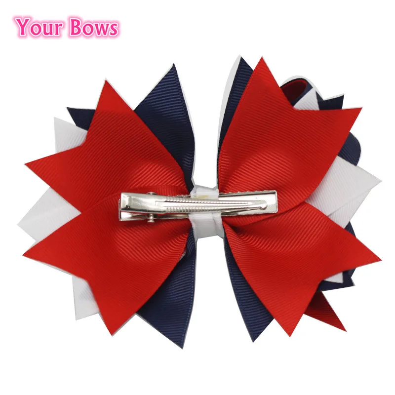 1 шт. 5 дюймов женские банты для волос 4 июля бутиковая лента модные Полиэстеровые