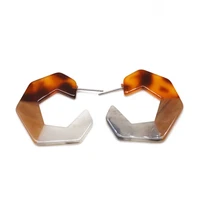 mixed color simple cute geometric resin stud earrings splicing acetic acid accessories