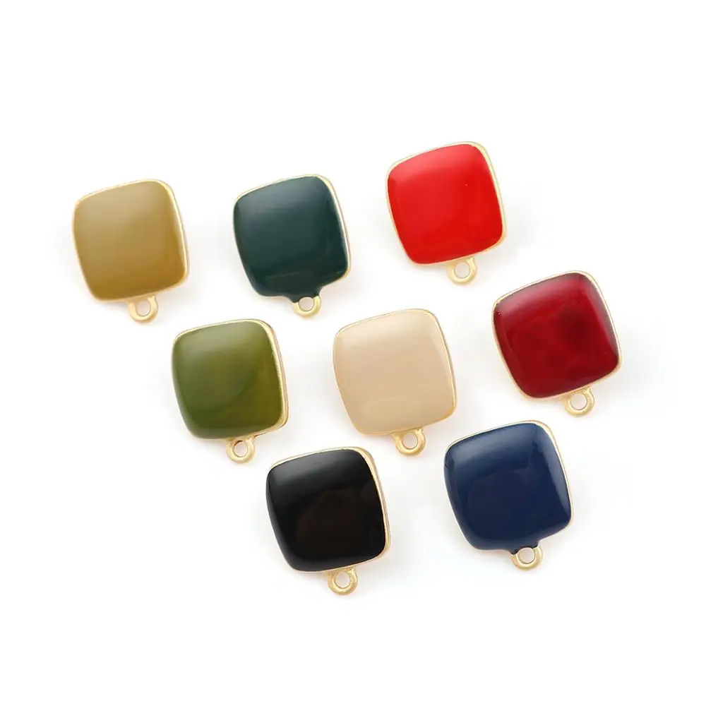 Doreen Box цинковый сплав эмаль серьги-гвоздики фурнитура квадратный матовый золотой