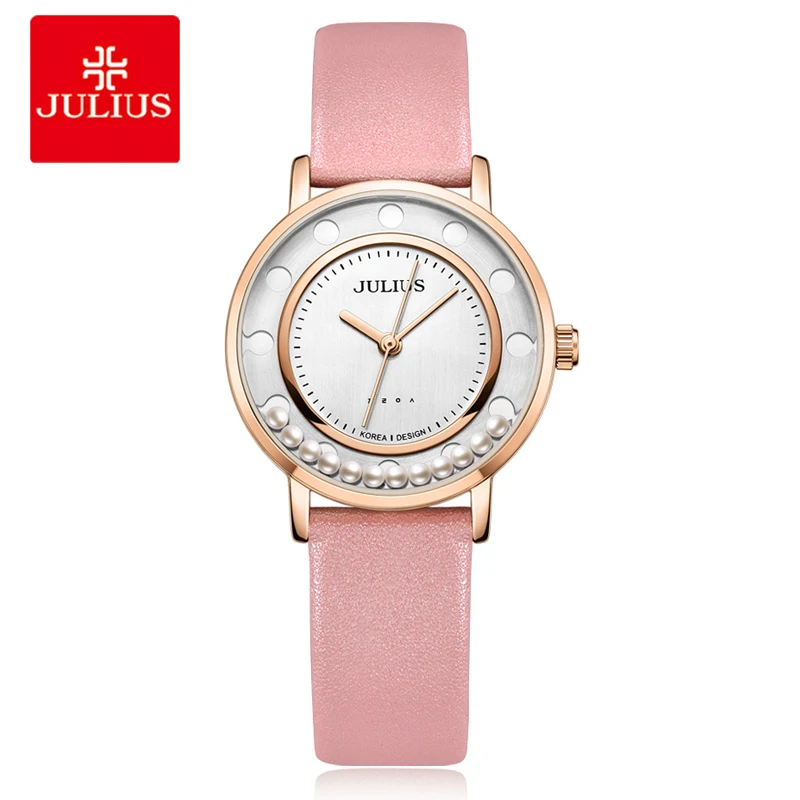 Julius свернутый жемчужный циферблат дамский браслет часы модные женские кожаные