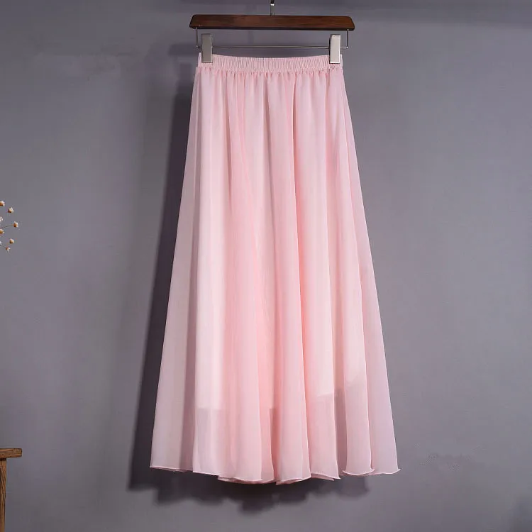 Винтажные макси юбки, женские, одноцветные, Boho, шифон, Saia Longa, летние, vestidos, тюлевые, повседневные, Jupe, длинные юбки, женская одежда, Faldas