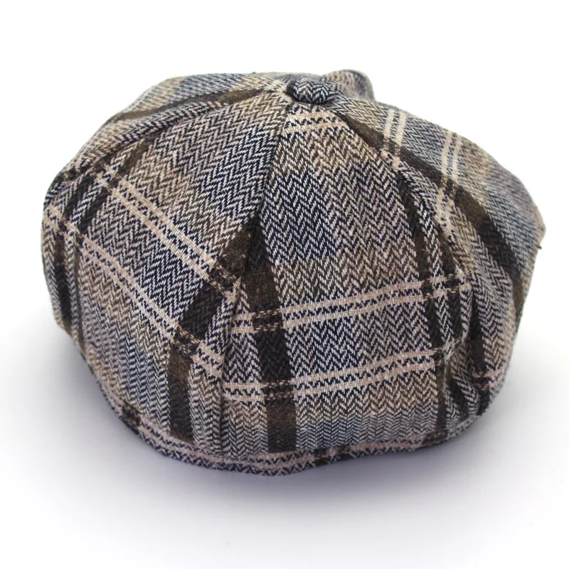 Beret Hat Female Winter Wool Berets Cap British Autumn Men Korean Japanese Knitting Painter Hats Women Plaid Pumpkin Caps H6725
