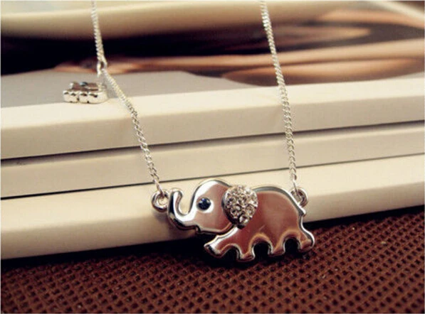 Очаровательное милое ожерелье с подвеской в виде слона из хрусталя семейная