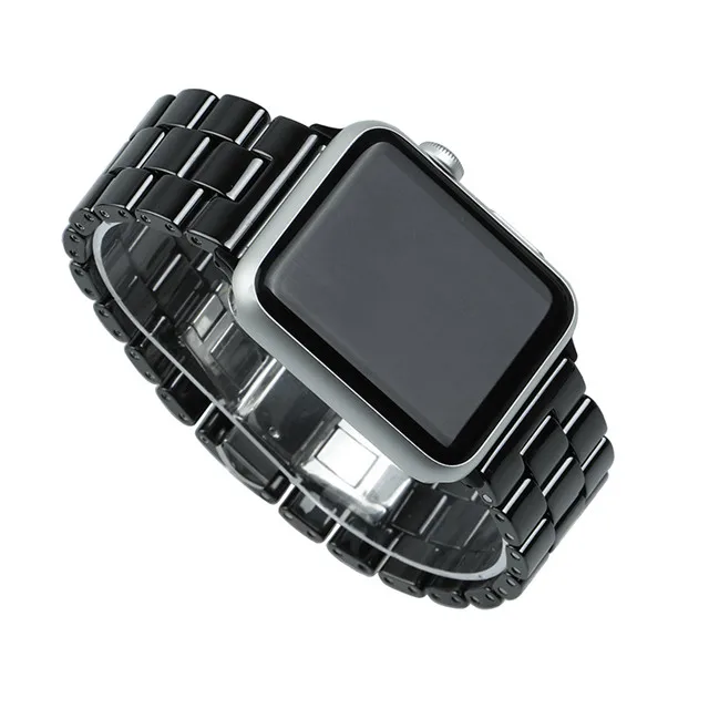 Three black Высокоэлегантный керамический ремешок для Apple Watch series 5 4 3 2 1 44 мм 40 мм 42 мм 38 мм Мужской Женский модный браслет ремешок для iwatch - Цвет ремешка: Three black