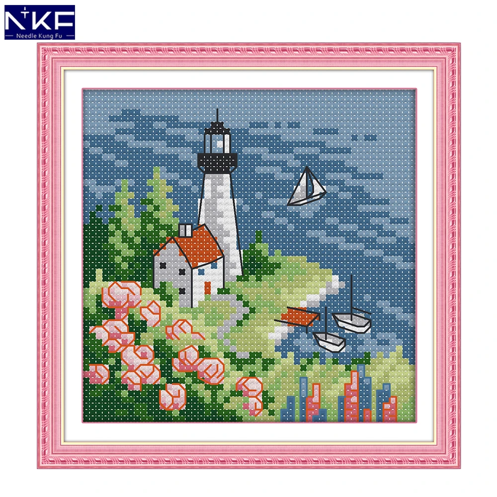 NKF Маяк штампованный крестиком DIY комплекты для рукоделия вышивки набор Китайский крестиком для домашнего декора