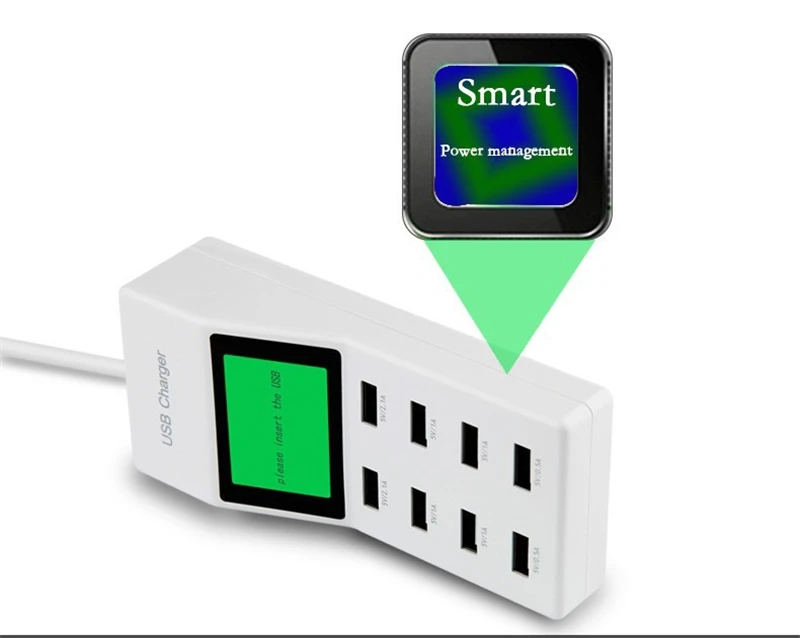 Великобритания Многофункциональный ЕС США 8 портов Usb зарядное устройство с ЖК