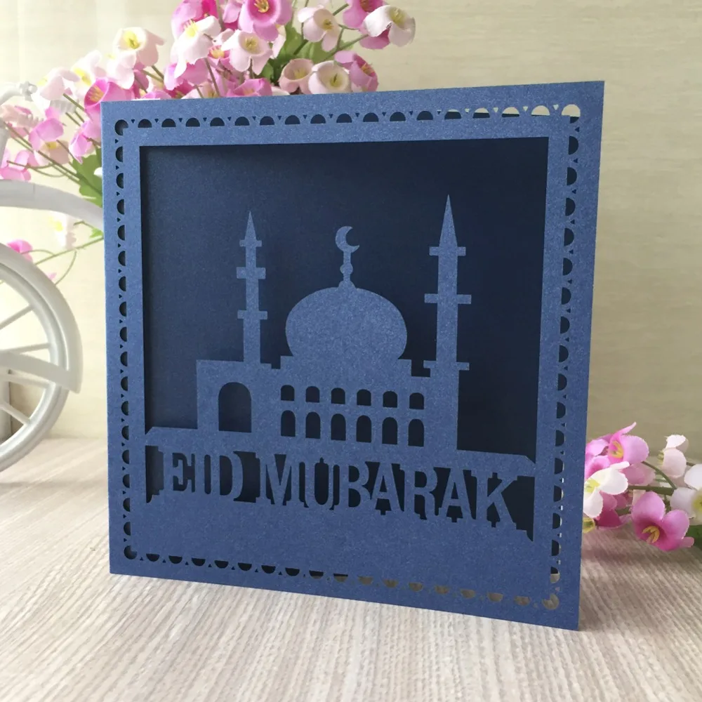 

25pcs Chic Laser Cut Invitations Card Happy Eid Al-Fitr Decorations Event&Party Supplies Greeting Blessing Card