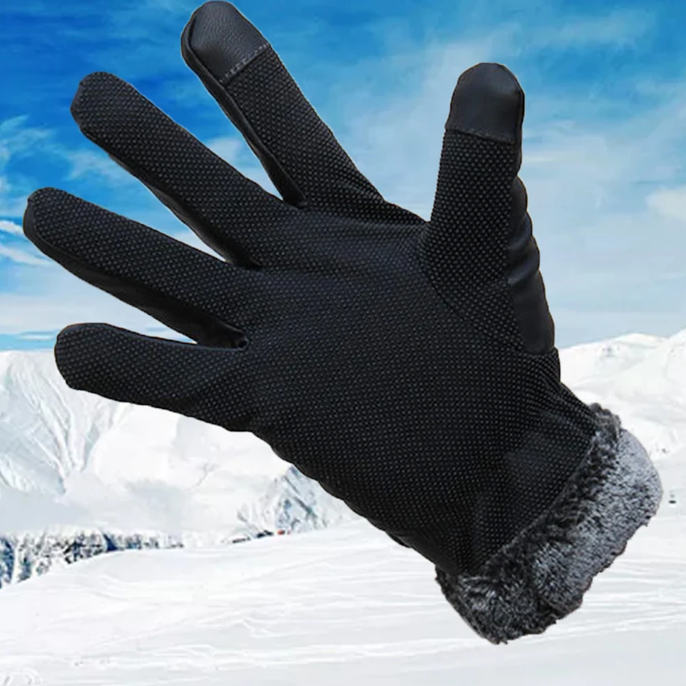 Men Sweat-proof Outdoor Breathable Plush Cuff Gloves PU Leather Retro Wear-resistant Thicken Anti-skid Winter Warm | Спорт и