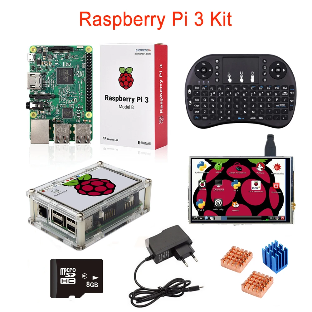 Raspberry Pi 3 и Модель B Plus + 5 дюймов ЖК сенсорный экран г 8 sd-карта беспроводная