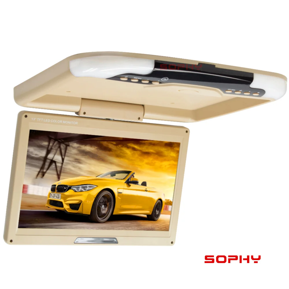 SOPHY 13 дюймов крепление на крышу/откидной автомобильный СВЕТОДИОДНЫЙ монитор/цифровая панель/DC 12 В бежевый цвет SH1308