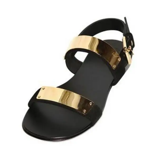 Сандалии мужские пляжные с заклепками плоская подошва кожаные босоножки