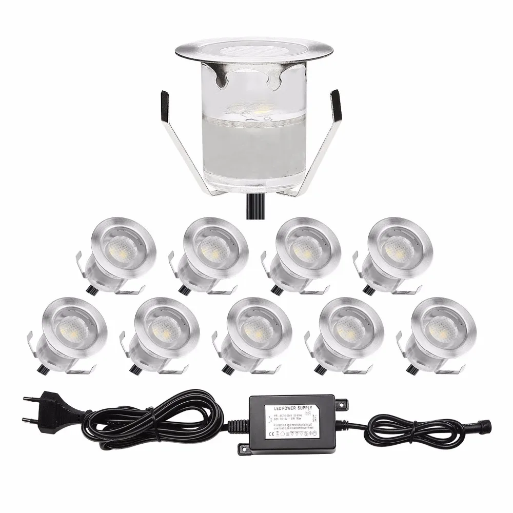 QACA Low voltage 0.6W LED Deck Light Outdoor Garden Patio Stairs Landscape Decor LED Lighting In-ground 10pcs/set B110-10