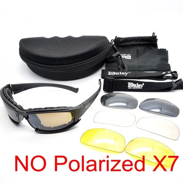 not polarized X7 Поляризационные военные солнцезащитные очки Daisy, страйкбол, тактические очки для стрельбы, уф400, для спорта на открытом воздухе, велоспорта, пешего туризма, охотничьи очки - Цвет: not polarized X7