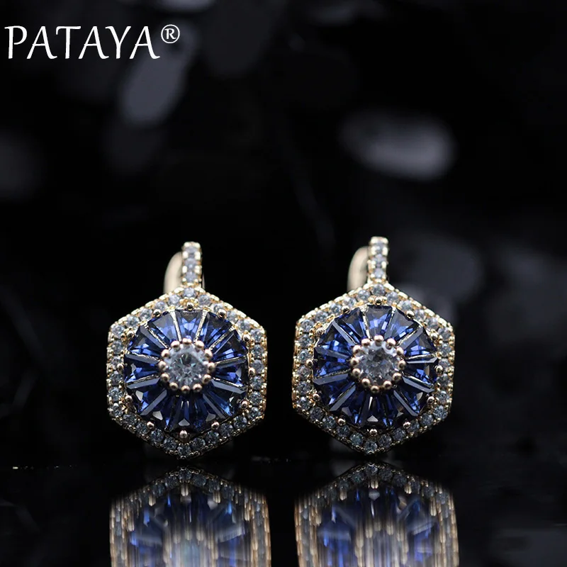 sapphire PATAYA, дизайн, ограниченная серия, 585, розовое золото, люкс класс, микро-воск, инкрустация, натуральный циркон, висячие серьги для женщин, Свадебная вечеринка, ювелирные изделия - Окраска металла: sapphire