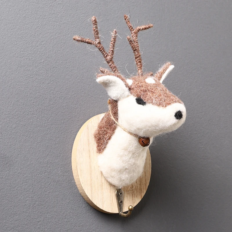 Деревянные крючки для головы оленя настенные украшения ручная работа войлочные