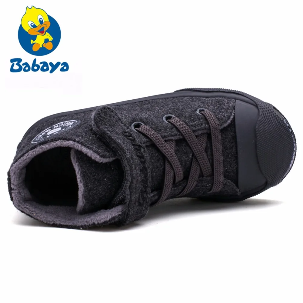 Brand Autumn Children Boots Short Plush Warm Shoes Flock Boys Girls Boots New  Winter Black Gray Rubber Sole Kids Sneakers enlarge