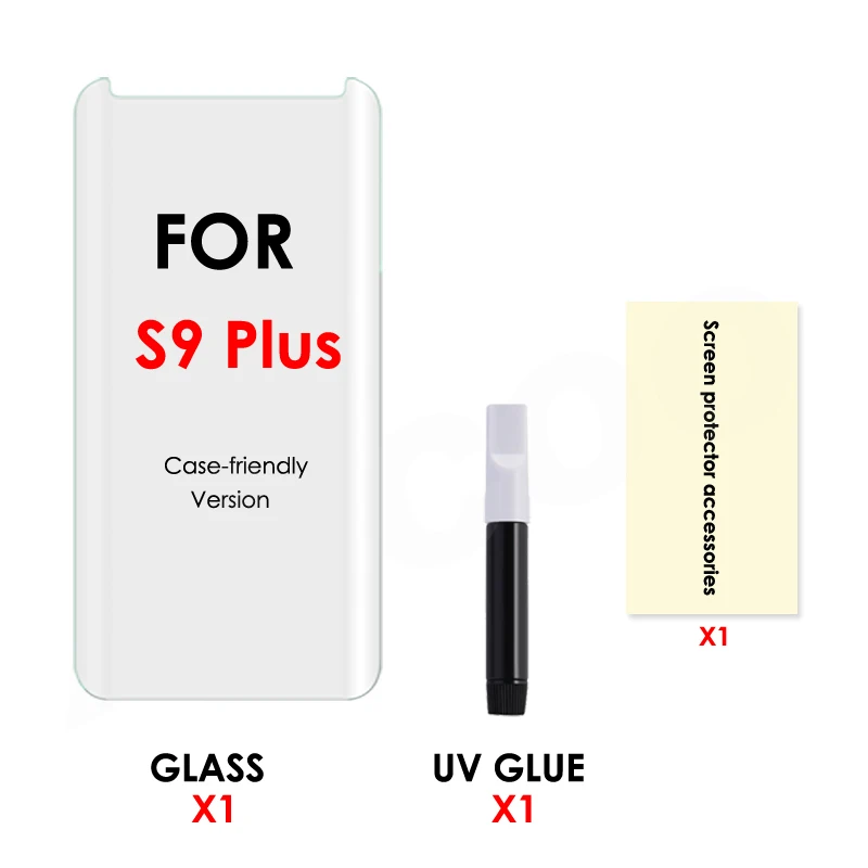 S9 Plus and 1 Glue Akcoo Note 9 Защита экрана с нано жидким УФ-клеем для samsung Galaxy S8 S9 Plus S7 S6 edge note 8 полная клеевая защита стекла - Цвет: S9 Plus and 1 Glue