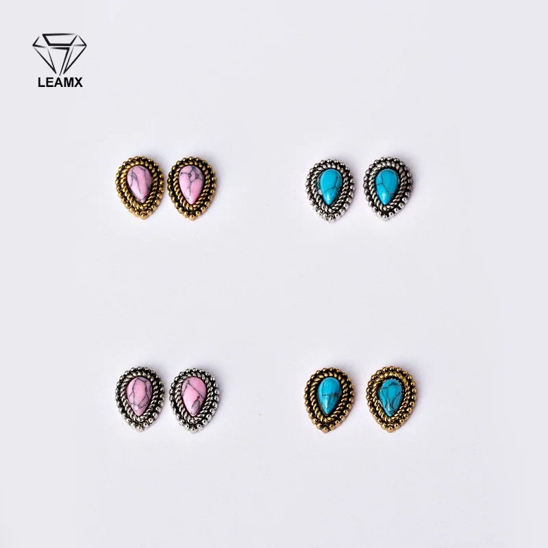 LEAMX 10 шт./пакет 3D Nail Art украшения металла капли воды Matt Nails маникюра декоративные Шарм Сплав Nail наклейки 8 цветов