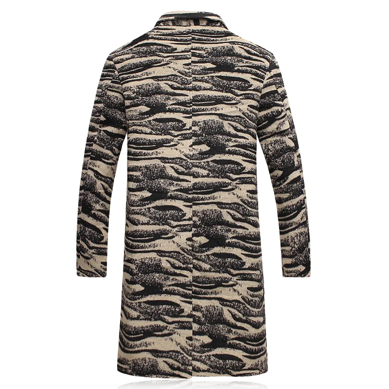 Мужская длинная приталенная ветровка с леопардовым принтом | одежда