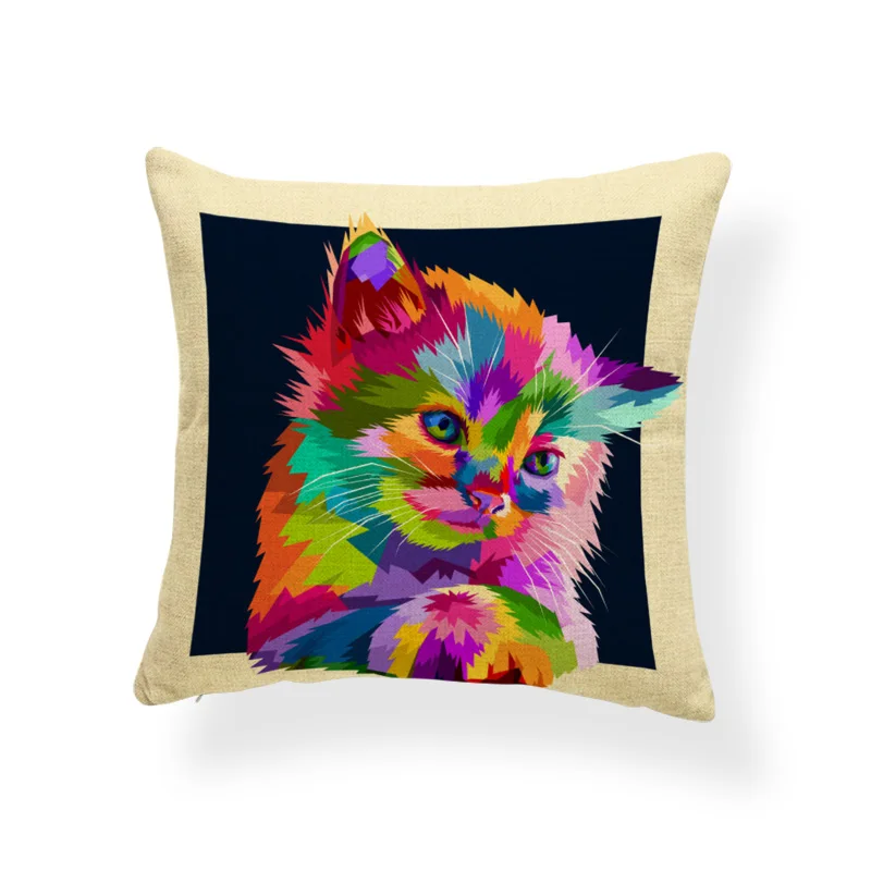 Animal Cat Colorful Cushions Creativity Diamond Pillow Case Oriental Bedroom Decorations Throw Cushion 18X18 Linen 2018 | Дом и сад