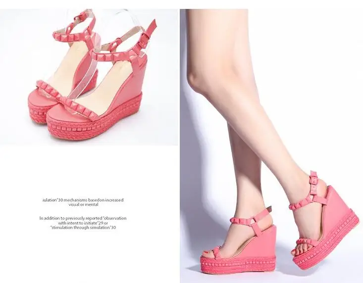XGRAVITY Rivets Design Footwear High Heel Platform Wedge Sandals Elegant Princess Woman Summer Sexy Ladies Party Shoes A157