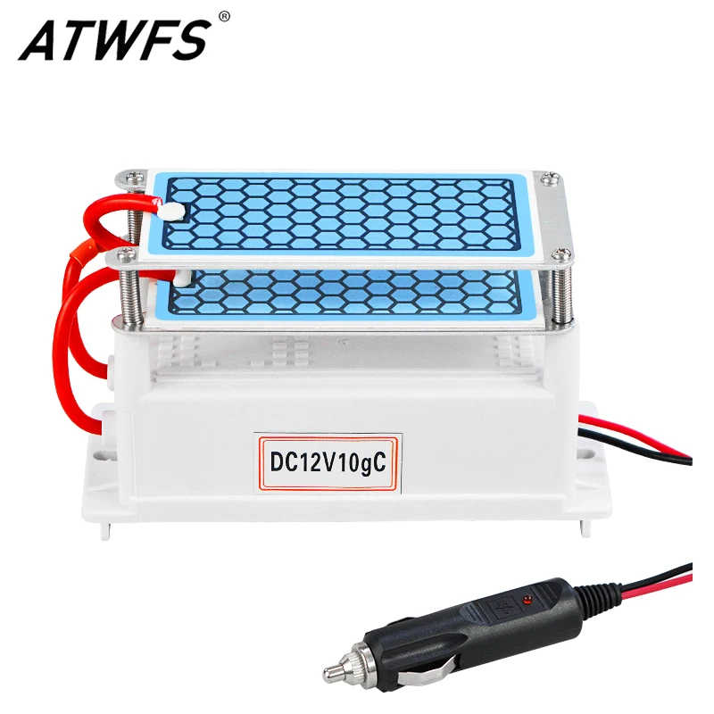 ATWFS Новейший автомобильный портативный генератор озона 12 в 10 г озонатор очиститель воздуха для автомобиля очиститель озоновая керамическая пластина воздушный стерилизатор фильтр