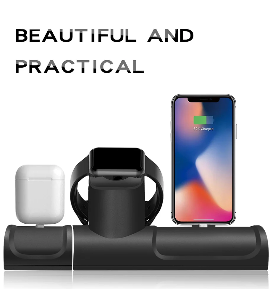 3 в 1 зарядная док-станция для Apple Watch Series 5/4 силиконовая Зарядная база для Iphone 11 Pro зарядная док-станция для Airpods Pro