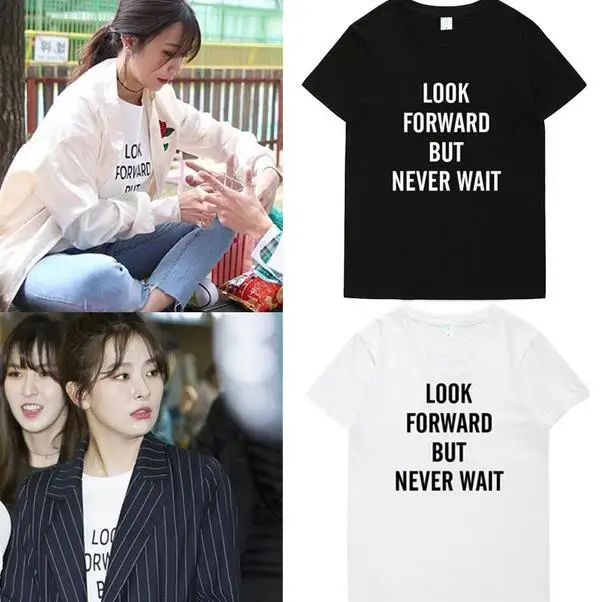 Женская футболка с коротким рукавом Kpop красная бархатная принтом | одежда