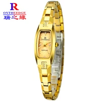 gold watch women tungsten material watch case and band ip plating daily waterproof diamonds bezel high quality reloj mujer
