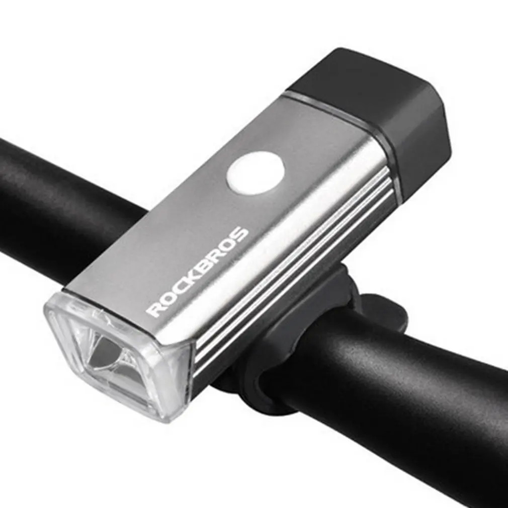 ROCKBROS USB Перезаряжаемый велосипедный светильник для езды на велосипеде, светильник-вспышка, водонепроницаемый велосипедный головной светильник MTB велосипедный передний фонарь - Цвет: BasisSliver
