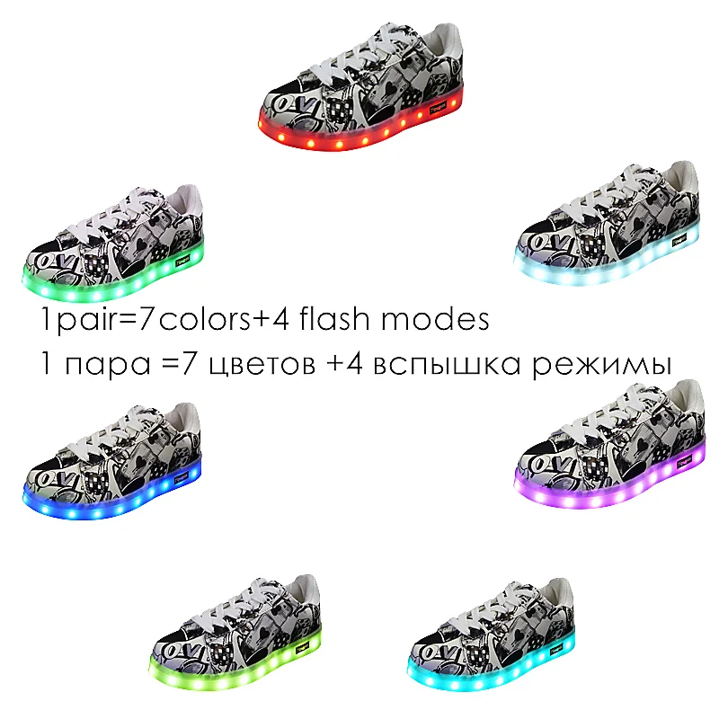 7 ipupas; светящаяся обувь унисекс со светодиодной подсветкой; яркие светящиеся кроссовки для детей; теннисные туфли с Usb для мальчиков и девочек; Schoenen camouflage Chaussure