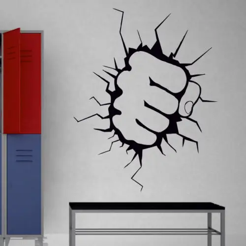 Невероятная Настенная Наклейка Халк кулак Дырокол Мальчики виниловые большие